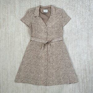 Vintage Adrianna Papell Boutique Silk Resort Cocktail Short Sleeve Midi Dress 8